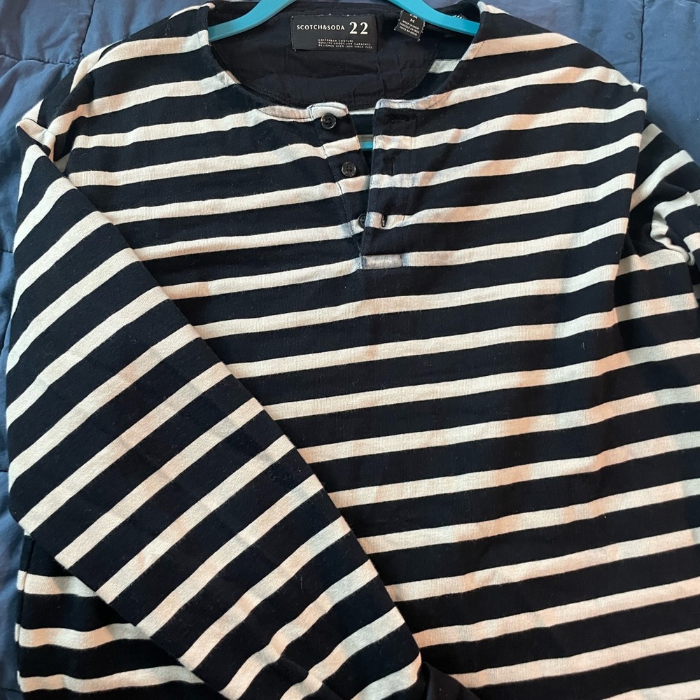 Scotch & Soda Men's Striped Shirt - Black and White